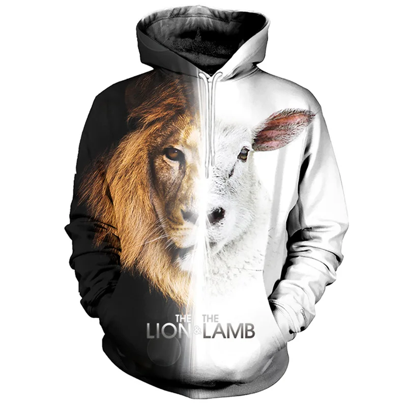 

Cloudstyle 3D Print Hoodies Men Women Lion Lamb Black White Hoody Sweatshirts StreetwearTracksuits Pullovers Top Plus Size 5XL