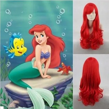 

Teenmiro The Little Mermaid Princess Ariel Cosplay Wig Halloween Play Wig Party Girls Hair Accessions