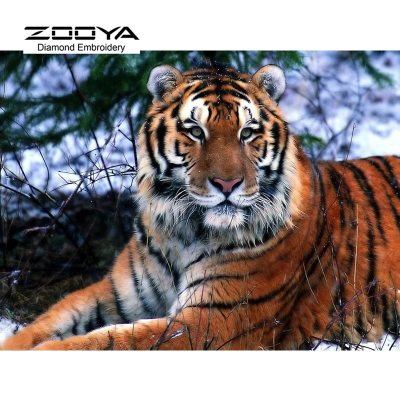 

Needlework 5D DIY Diamond Painting Cross Stitch Animals Embroidery Tiger Mountains Rhinestone Pasted Home Decorative CJ190