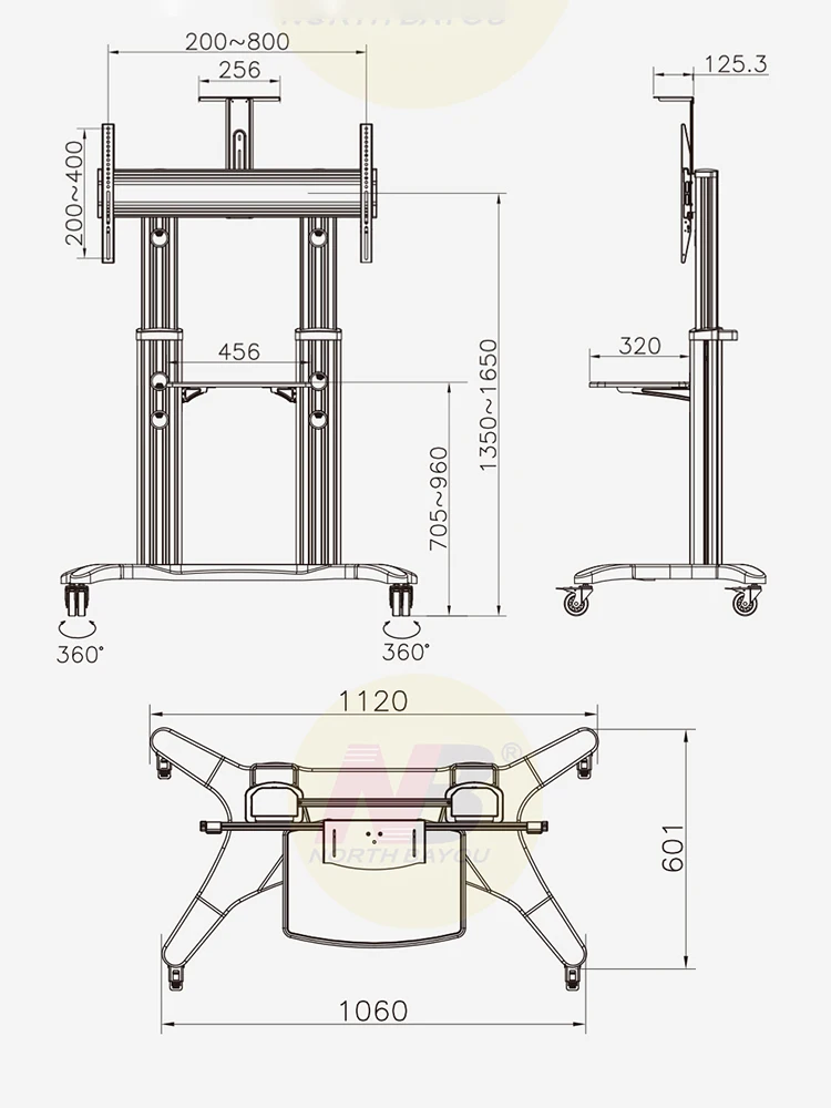 Алюминиевый сплав NB AVF 1800-70-1P ТВ Мобильная тележка подъемная 5"-80" светодиодный жк плазменный ТВ тележка стенд с AV полкой держатель камеры