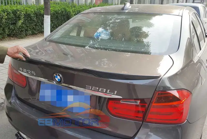 Real carbon fiber V style trunk spoiler for BMW 3-Series F30 F80 M3 4D Sedan 2012UP