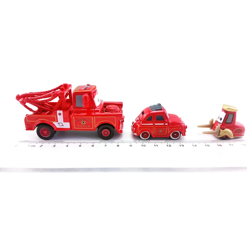 Disney Pixar Cars 2 Red Mater& Luigi& Guido пожарная машина спасательный отряд металлический литой под давлением игрушечный автомобиль 1:55 абсолютно и
