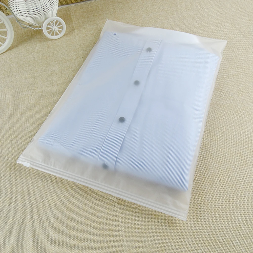 25Pcs/lot Matte / Transparent Plastic Clothing Storage Packaging Bag With Zipper Translucent
