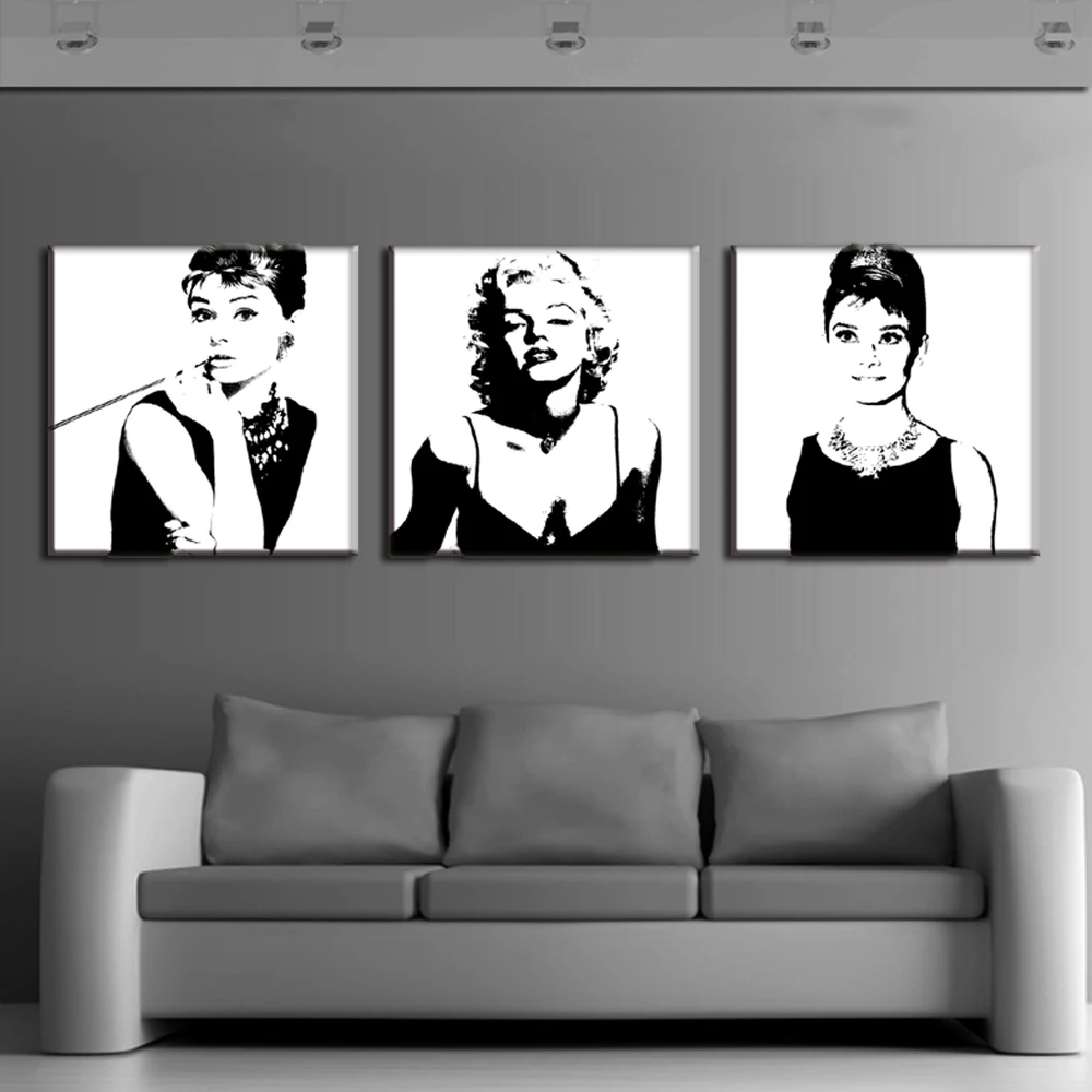 Marilyn Monroe And Audrey Hepburn Picture Reprint On Framed Canvas WallArt Decor 