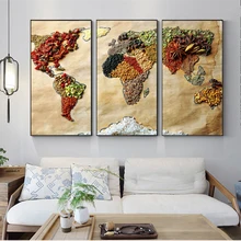 3 pósteres de pared de mapa del mundo Vintage arte Pop moderno de todo el grano cuadros de lienzo cuadros de mapa para decoración de pared de habitación de cocina