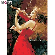 Женская игра на скрипке, Бескаркасный конструктор «сделай сам» картины маслом по номерам на холсте настенные картины на стену для украшения дома