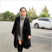 Autumn And Winter New Children's Clothing Girls Cotton Faux Fur Coat Imitation Fur Long Single-breasted Thick Jacket QC901