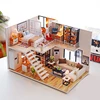 CUTEBEE DIY Doll House Wooden Doll Houses Miniature Dollhouse Furniture Kit with LED Toys for Children Christmas Birthday Gift 1