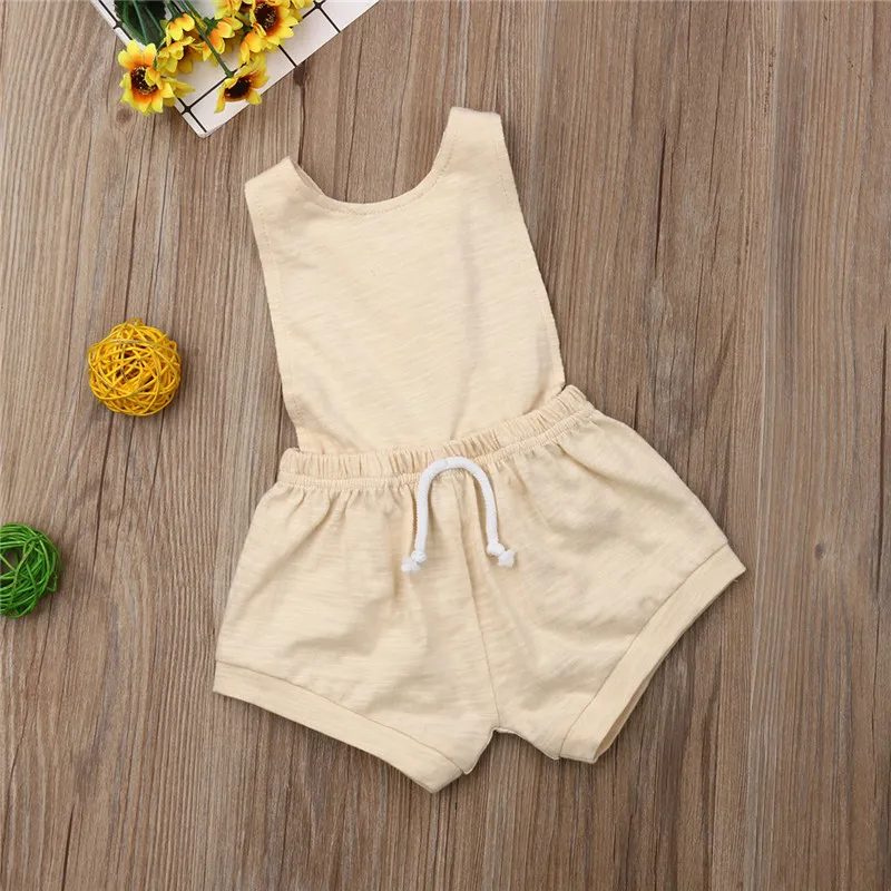 PUDCOCO جميلة طفل الرضع طفل الفتيات الصيف بلا أكمام رومبير بذلة ملابس الصلبة عارضة Sunsuit Playsuit الملابس 0-18 M