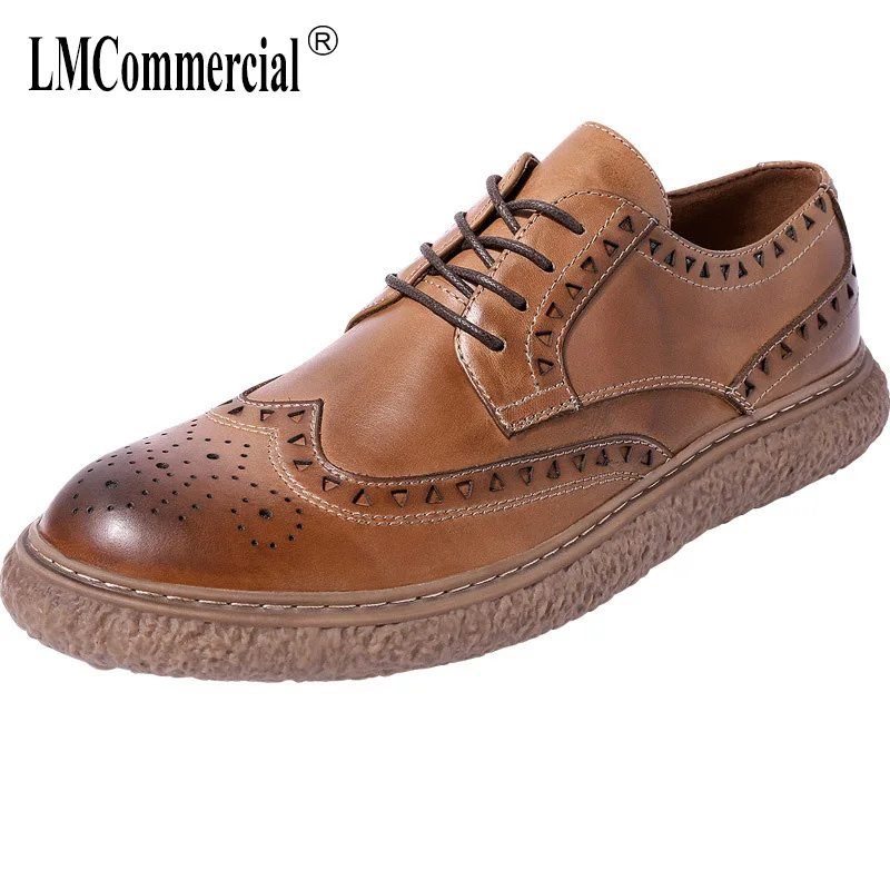 Bullock Vache Tout Décontractées En Naturel Brown allumette Décontracté Véritable Cuir Chaussures Mocassins Sculpture Mâle Hommes Mens noir EDWH29IY