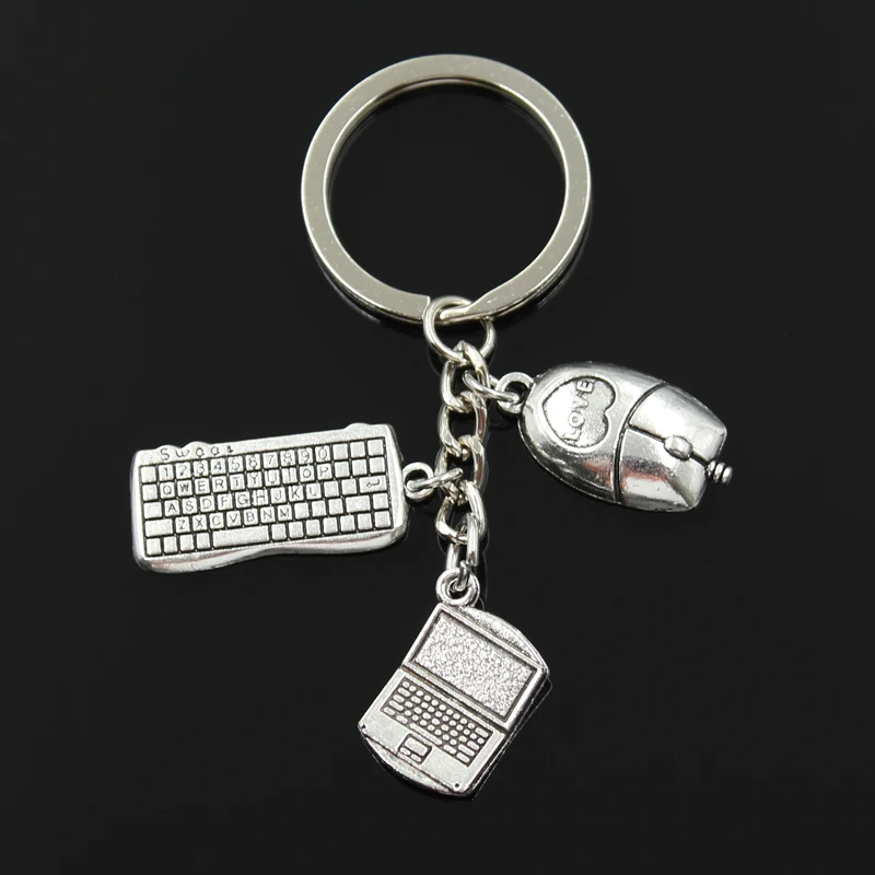 Fashion 30mm Key Chain Keychain Jewelry Silver laptop computer keyboard