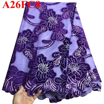 

new fashion embroidered velvet lace fabric cotton good quality African velvet lace fabric with Sequins XY12101
