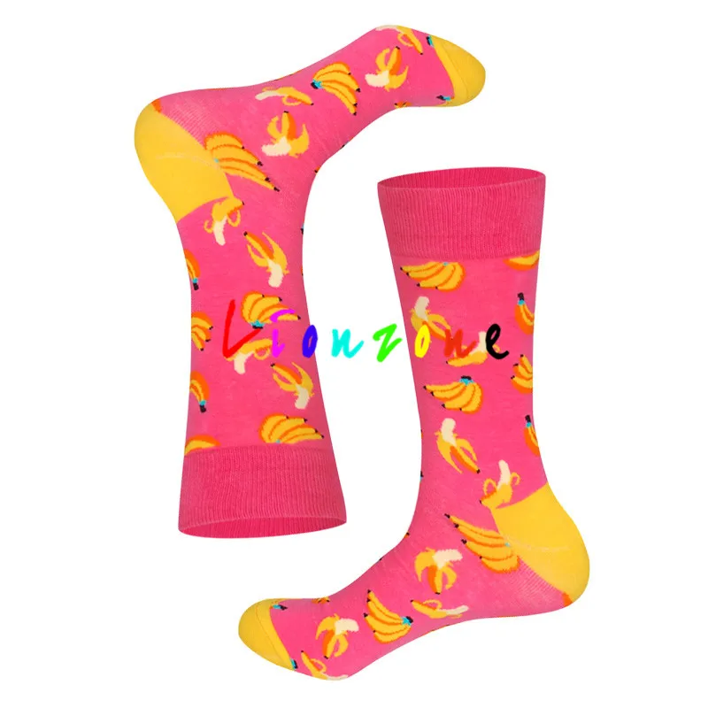 Lionzone Happy Socks женские носки больших размеров с фруктами и известными искусствами, дизайнерские носки хлопковые с забавным рисунком, уличная одежда, подарок для влюбленных