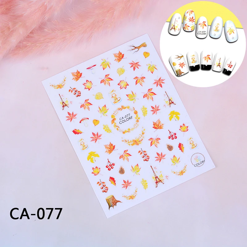 

1Sheet Fashion Patterns 3D Nail Art Stickers Autumn/Summer Theme Design Charming Water Transfer Nail Art Sticker Mixed Color