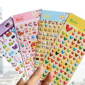 

Cute Cartoon DIY 3D Puffy Bubble Sticker Animals Love Heart Shape Stickers for Kids Children Decorative Album Diary Scrapbooking