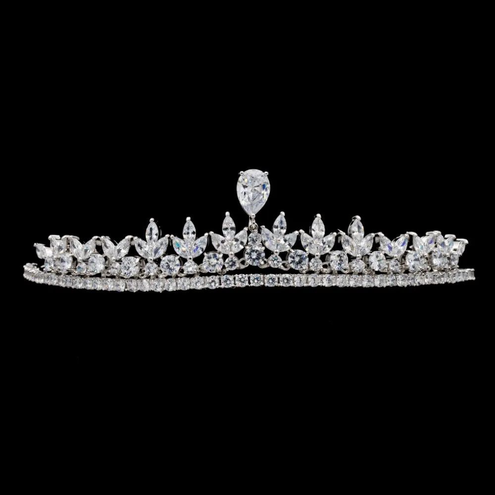 

Cubic Zirconia Bridal Wedding Tiara Crown Hair Jewelry Accessories Micro Pave AAA CZ Birthday Party Head Piece HG0011