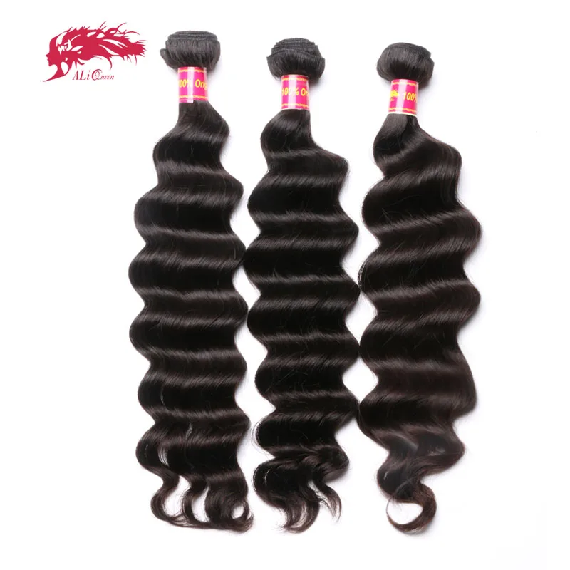 

Ali Queen Hair Products Brazilian Loose Deep Wave Hair 3Pcs Virgin Human Hair Weave Bundles For Hair Salon Free Shipping