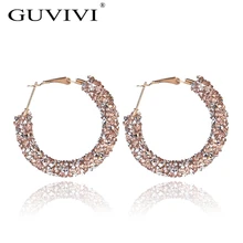 Minimaslist дизайн большие круглые серьги для женщин Кристалл синий красный геометрический дизайн, округлый, круглый серьги вечерние ювелирные изделия женские Bijou