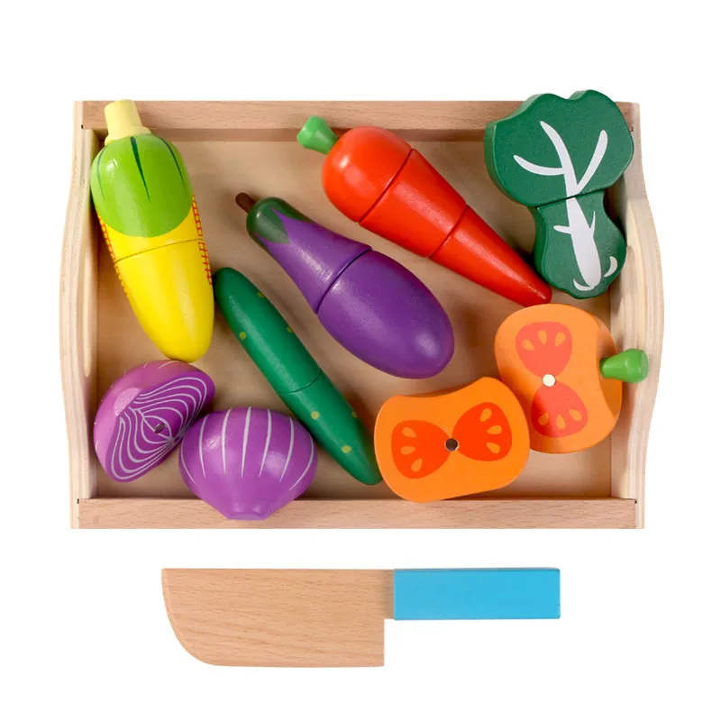 Деревянные игрушки Детские кухонные игрушки для детей разделочные фрукты овощи образование еда игрушки подарки для детей унисекс - Цвет: TL- 9SUCAI