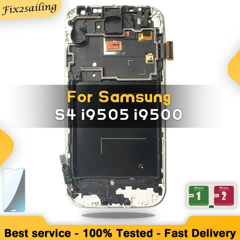 ЖК дисплей Super Amoled для Samsung Galaxy S4 i9500 i9505 сменный экран рамка pantalla дигитайзер