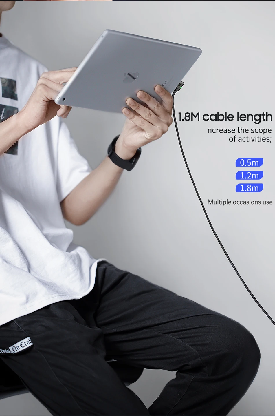 Benks Dual L Shape Lightning Data Cable 8 Pin For iPhone X XS XR 10 8 7 6s 5 Plus Fast Charge USB Charging Cables LED Light 1 (9)