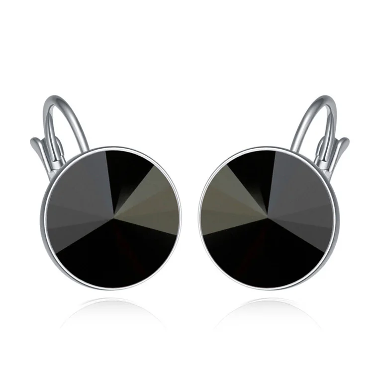 Женские серьги с кристаллами Сваровски родиевым покрытием|brincos fashion|swarovski brincopiercing