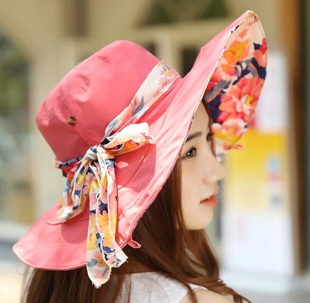 Модная летняя шляпа от солнца, Женская пляжная шляпа от солнца, женская шляпа от солнца с большими полями - Цвет: B Pink