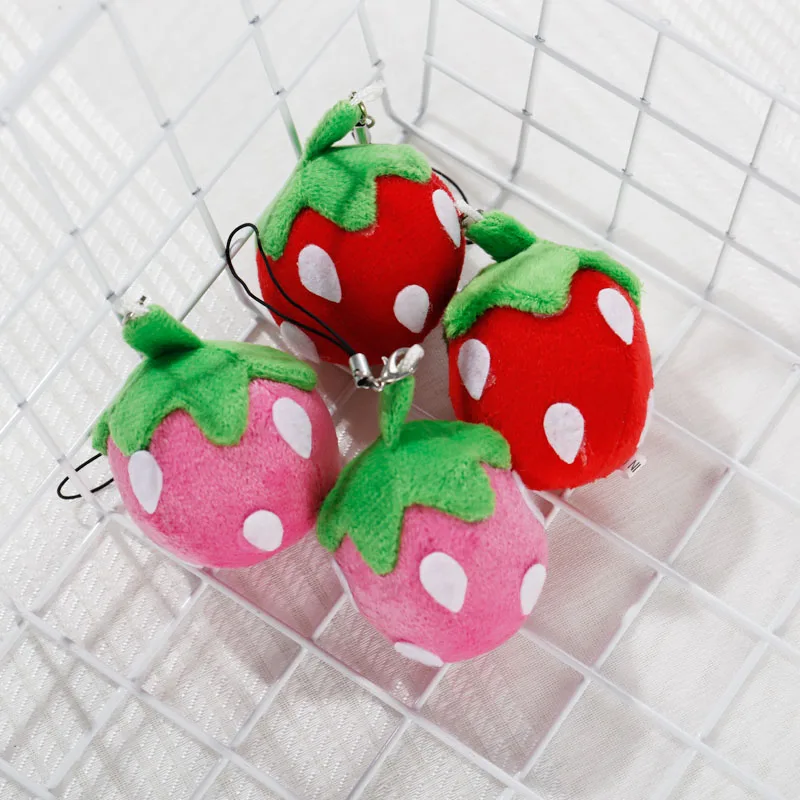 

Stuffed Toys Plush Doll Keychains Holder Key Rings Caps Accessary Mini Cute Simulation Cartoon Strawberry Pompom Fruit Cute Toy