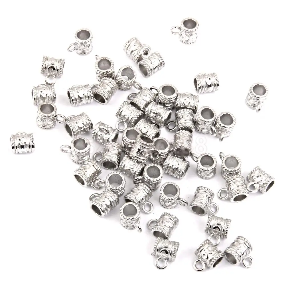 

50pcs Antique Silver Charm Hanger Beads