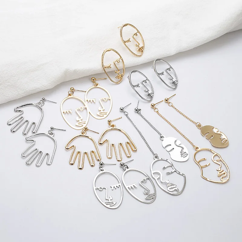 

Unique Design Simple Silver Gold Drop Earrings For Women Palm Face Earrings 2019 Trendy Fashion Bohemian Jewelry Pendientes