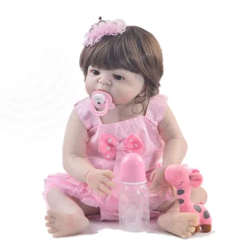 

23" Full Silicone Reborn Girl Baby Doll Toy Lifelike handmade toddler toys infant dolls baby Child play house boneca kid toys