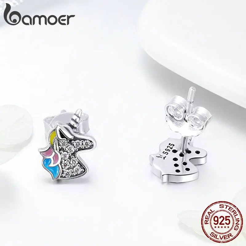 Серьги гвоздики bamoer из стерлингового серебра 925 пробы ослепительные серьги в