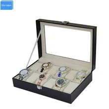 Розничная / кожаных часов Коробка 12 слотов сетки для подарка Роскошные Брендовые Часы в коробке роскошные часы для хранения Чехлы Para Relogio