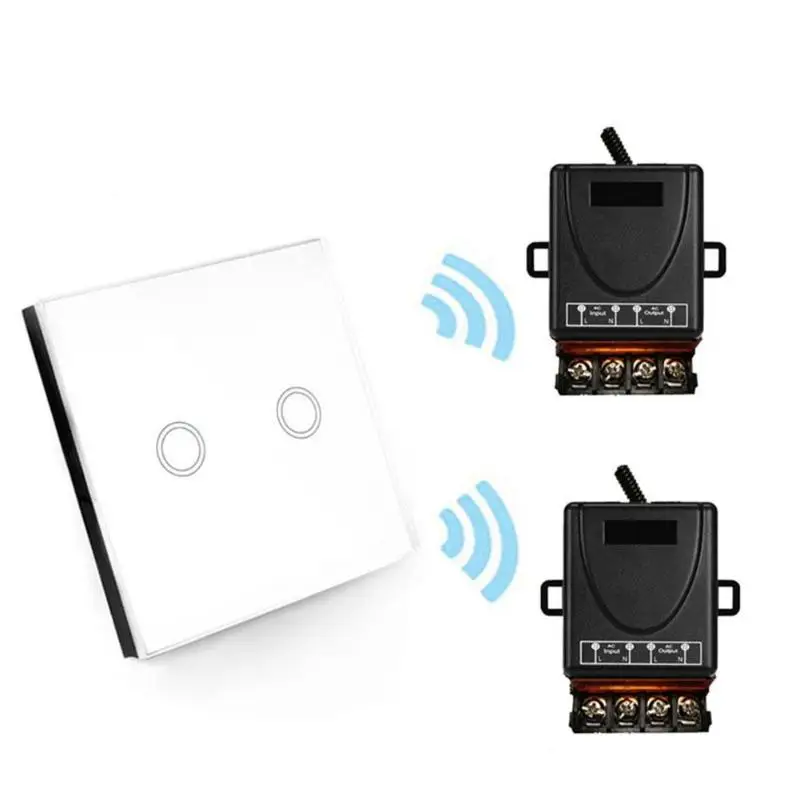 

Wireless Intelligent Double Control Light Switch No Wiring 2 Gang Remote Control Module Home Wall Interruptor