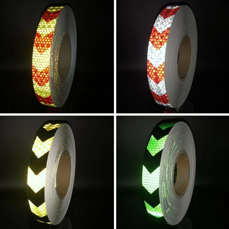 25mmx10m Color Arrow Self-Adhesive Reflective Warning Tape for Body Signs