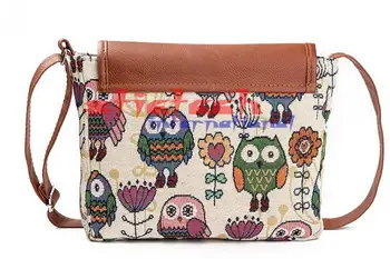 

by dhl or ems 50pcs Women Messenger Bags Flap Bag Lady Canvas Cartoon Owl Printed Crossbody Shoulder Bags Female Handbags