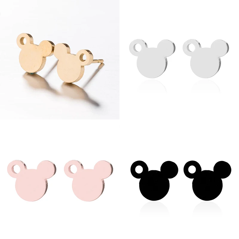 Yiustar New Arrival Romantic Earings for Girls Kids 304 Stainless Steel Stud Earrings Cute Tiny Love Earrings Jewelry Kids Gifts - Окраска металла: Mickey Earrings