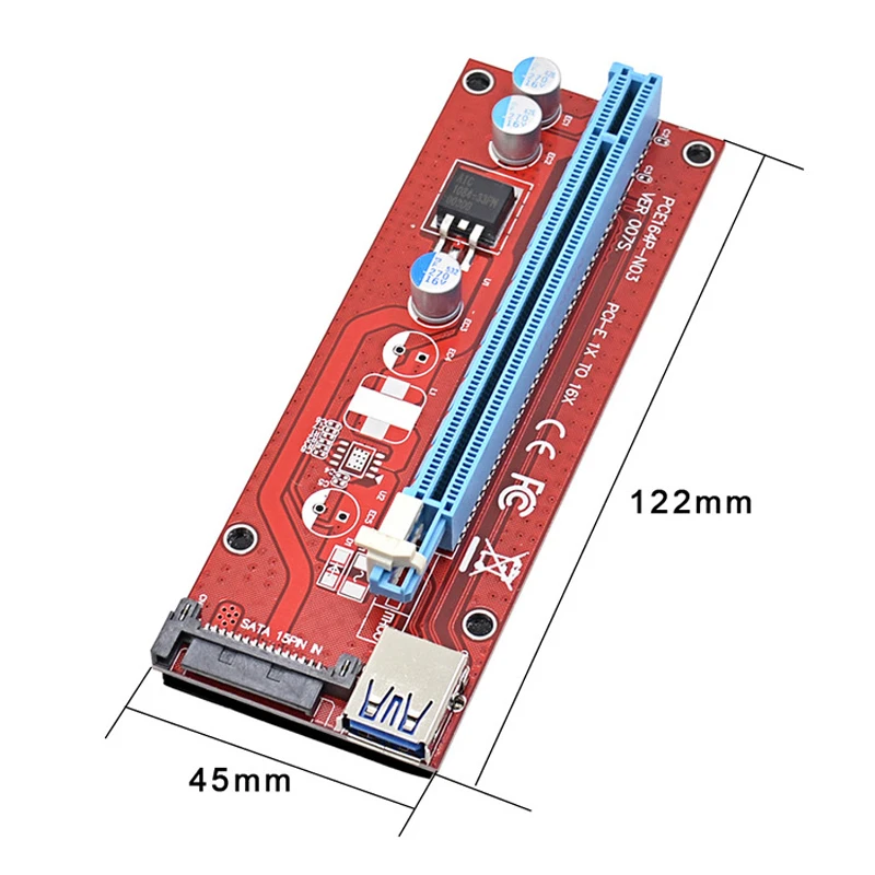 Конвертер USB3.0 PCI E Express 1x to 16x Riser Card 60 см SATA 15Pin источник питания USB 3 0 удлинитель