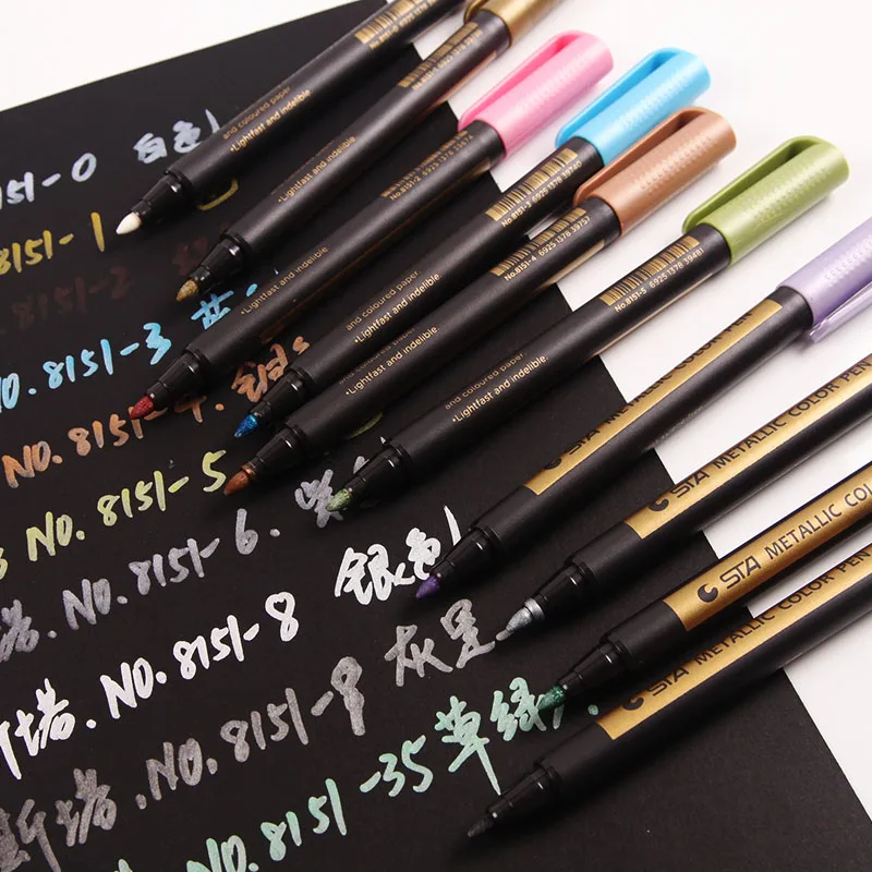 STA 10 цветов Металлические маркерные кисти для художника, набор ручек для манги, школьные канцелярские принадлежности для рисования, масляные ручки, товары для рукоделия
