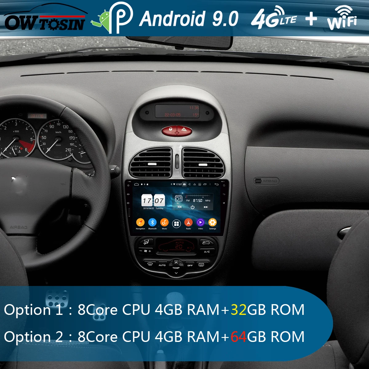 

9"IPS Android 9.0 8Core 4G+64G Car DVD Radio Multimedia Player GPS For PG PEUGEOT 206 PG206 DSP CarPlay Parrot BT Adas Stereo