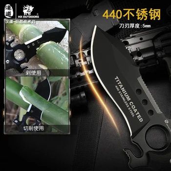 Hx outdoors tactical fixed blade knife hunting 440c steel straight camping survival knives outdoor tool  dropshipping