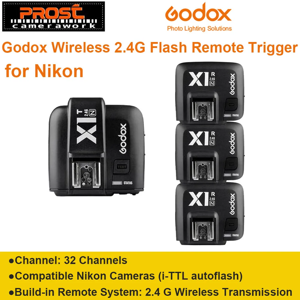 

Godox X1N TTL 2.4 G Wireless Transmitter + 3 x Receiver Kit For Nikon D800 D3X D3 D2X D2H D1H D1X D700 D300 D200 D100