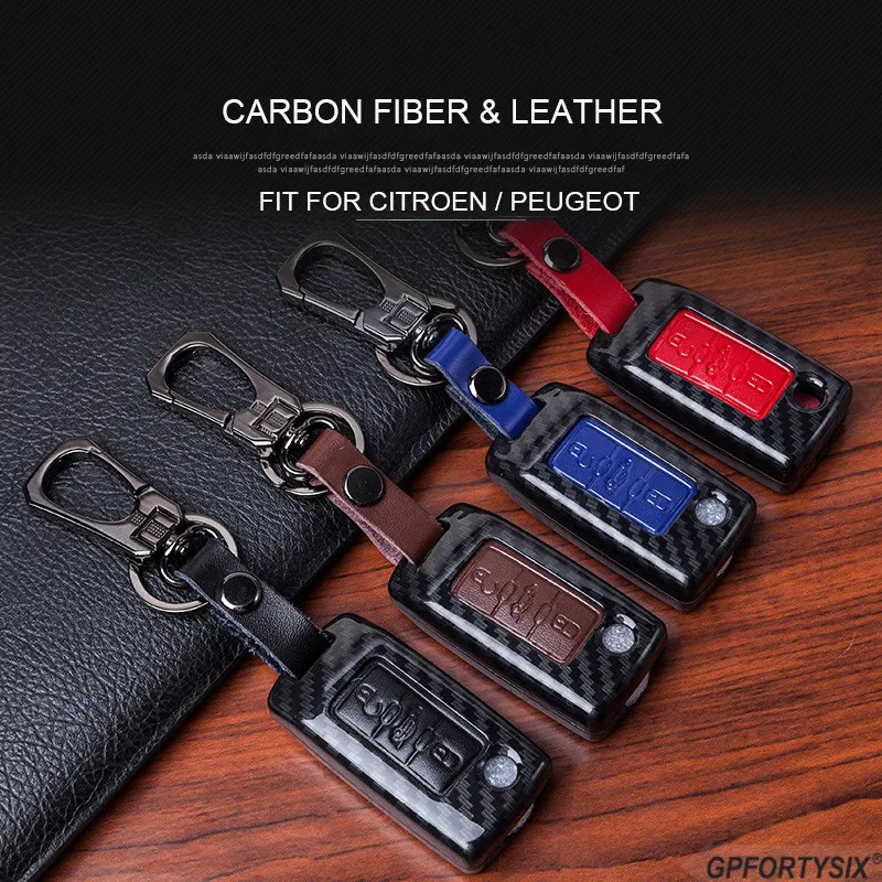 Carbon Fiber 3 Buttons Car Key Case Cover For Peugeot 207 407 407SW Citroen C4 C5 C6 C8 Flip Fob shell blank folding | Автомобили и