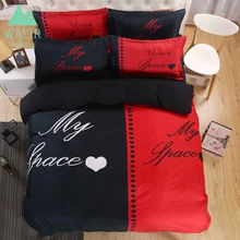 WAZIR Simple 3D Couple Bedding Set Printed Bedroom Home Textile Quilt Cover Pillowcase Bed Sheet Duvet