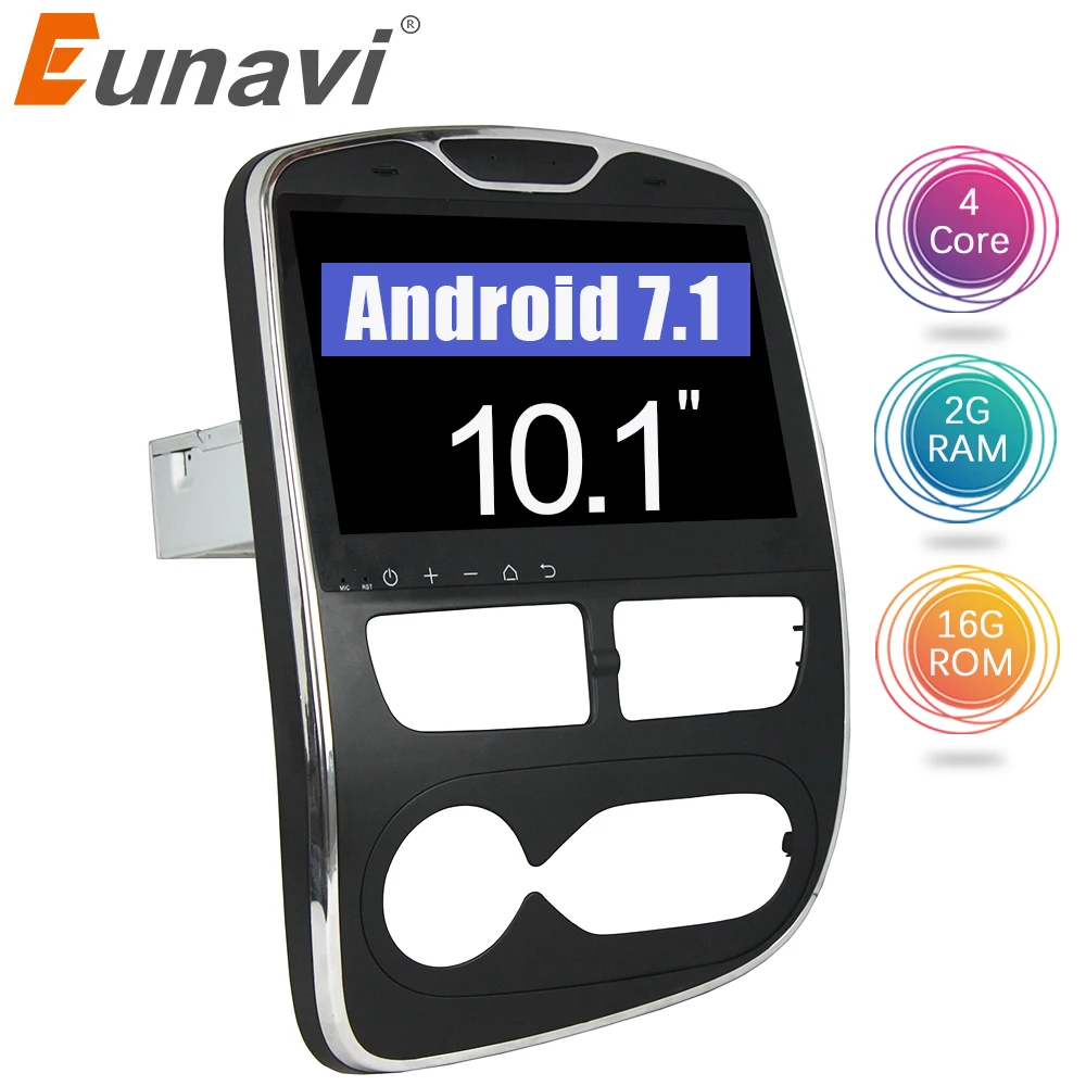 

Eunavi 1 Din 10.1'' Android 7.1 Car GPS Navigation Radio Stereo For Renault Clio 2016 2017 Quad Core 2G RAM WIFI Bluetooth RDS