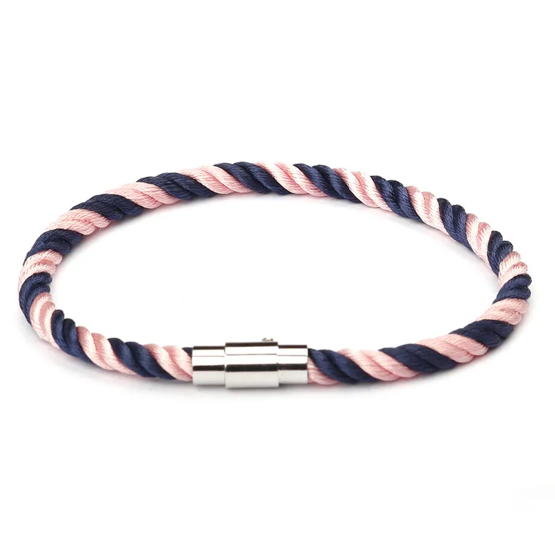 MKENDN New Fashion Rope Leather Bracelet Men Women Stainless Steel Magnetic Clasp Male Bracelets Bangles Jewelry Summer Style