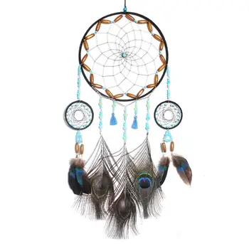 

Blue Dream Catcher Feather Bead Hanging Decoration Ornament Gift Colorful Craft Dreamcatcher Wind Chimes Decoration Crafts