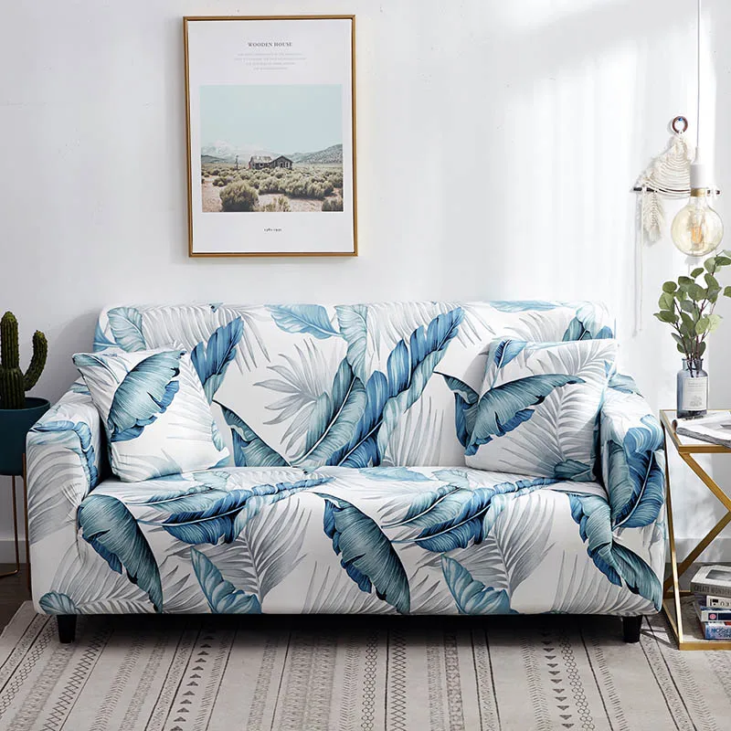 Печать Чехлы для диванов спандекс эластичный стрейч диван украшения подушки для Гостиная для 1/2/3/4-seater диван мебель протектор - Цвет: Aero