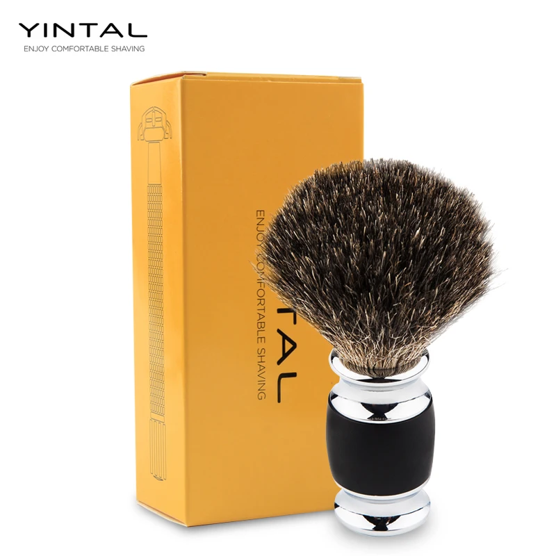 

YINTAL 100% Pure Mixed Badger with Resin + Stainless Steel Handle Shaving Brush Shave Tool Shaving Razor Brush