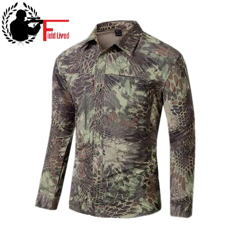 Camisa táctica de estilo militar para hombre, camisa de combate de manga  larga con estampado de Pitón, Camuflaje, secado rápido, SWAT|shirt  male|tactical shirtcombat shirt - AliExpress